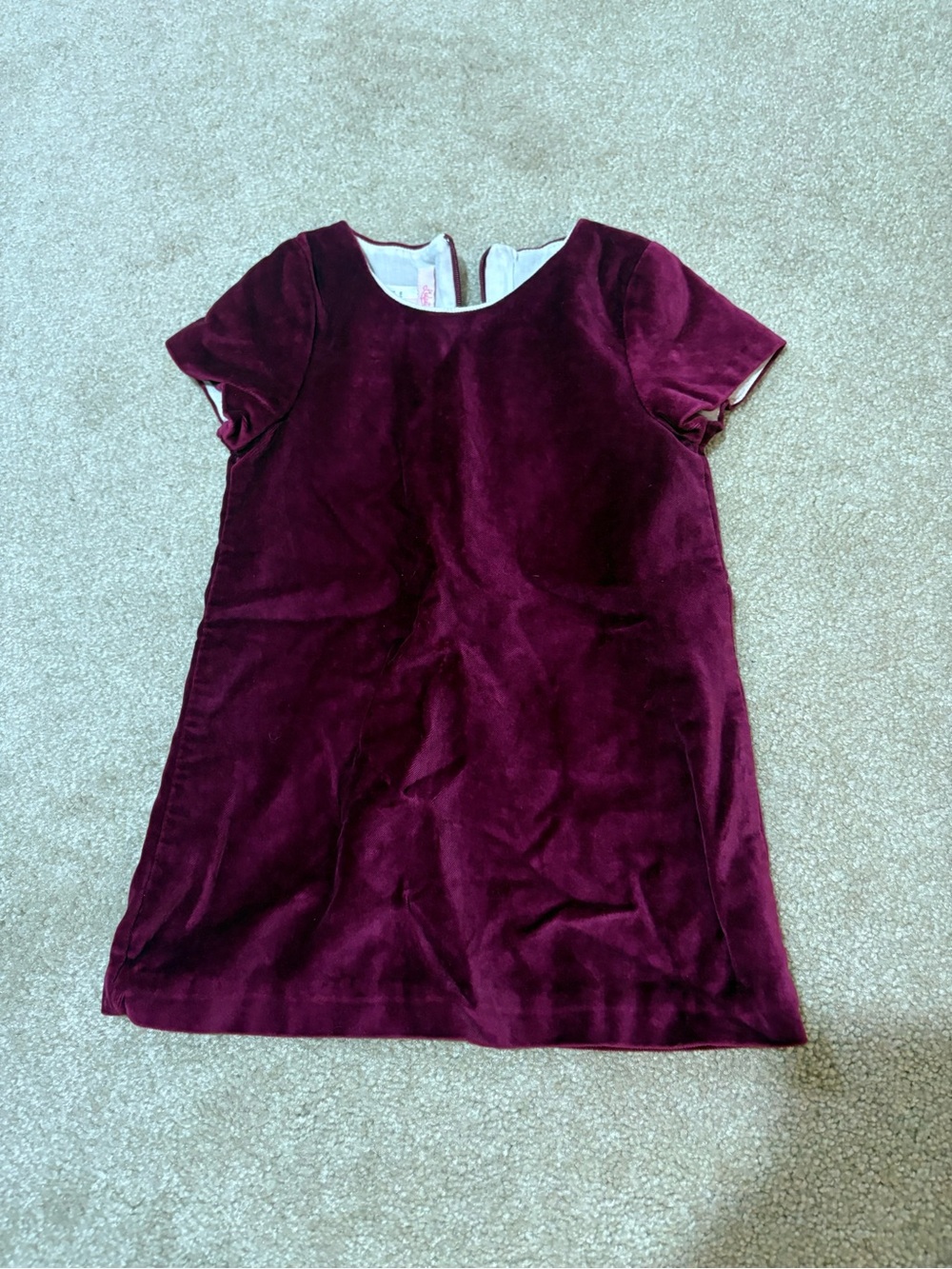 Janie and Jack Velvet Short-Sleeve Dress - Burgundy